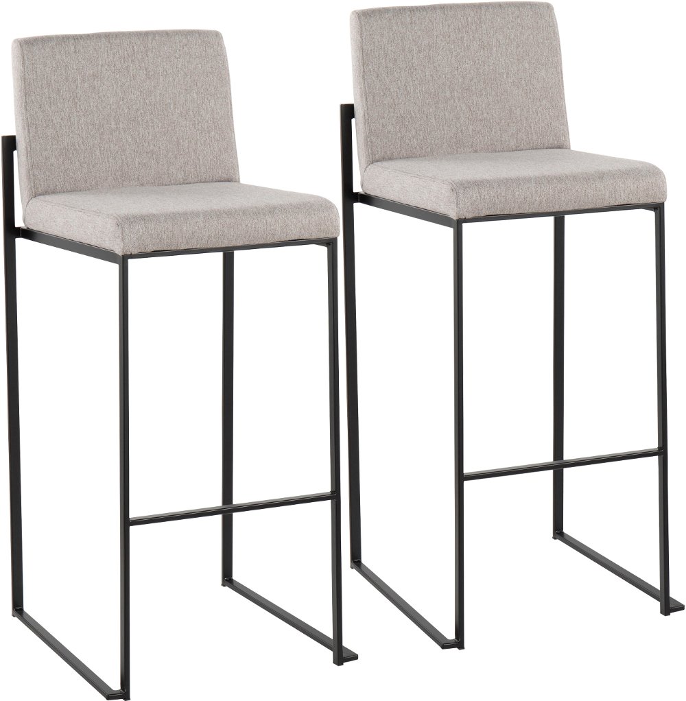Fuji Black and Light Gray Bar Stool Set of 2