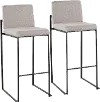 B30-FUJIHB BKFGY2 Fuji Black and Light Gray Bar Stool, Set of 2