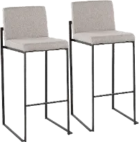 B30-FUJIHB BKFGY2 Fuji Black and Light Gray Bar Stool, Set of 2