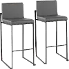B30-FUJIHB BKGY2 Fuji Black and Gray Bar Stool, Set of 2