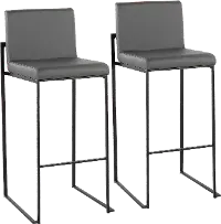 B30-FUJIHB BKGY2 Fuji Black and Gray Bar Stool, Set of 2