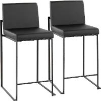B26-FUJIHB BKBK2 Fuji Black Counter Height Stool, Set of 2