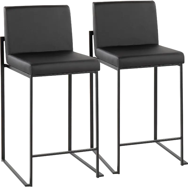 Fuji Black Counter Height Stool, Set of 2