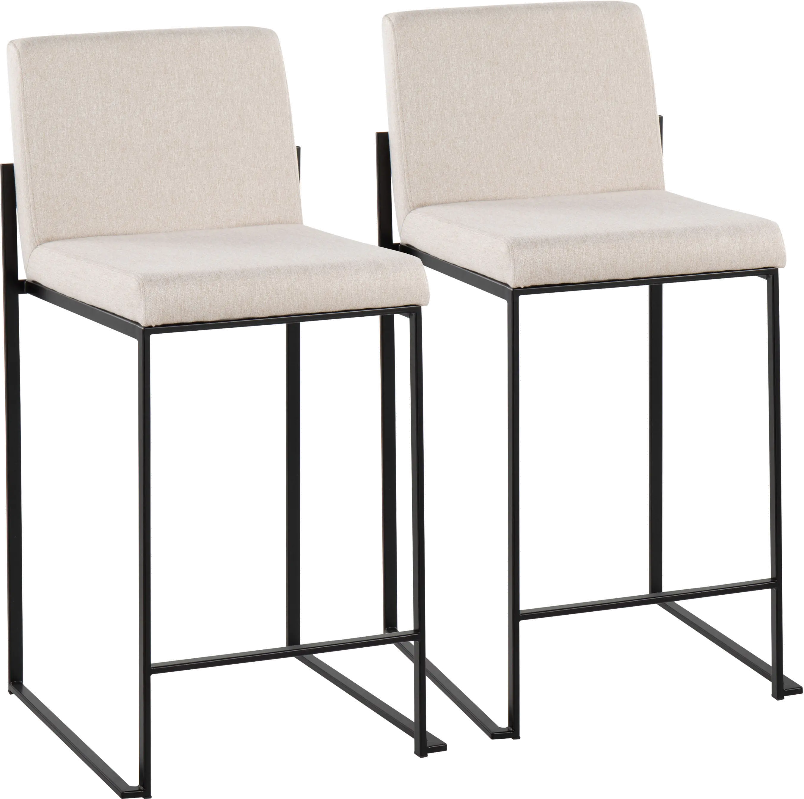 B26-FUJIHB BKFBG2 Fuji Black and Beige Counter Height Stool, Set of 2-1