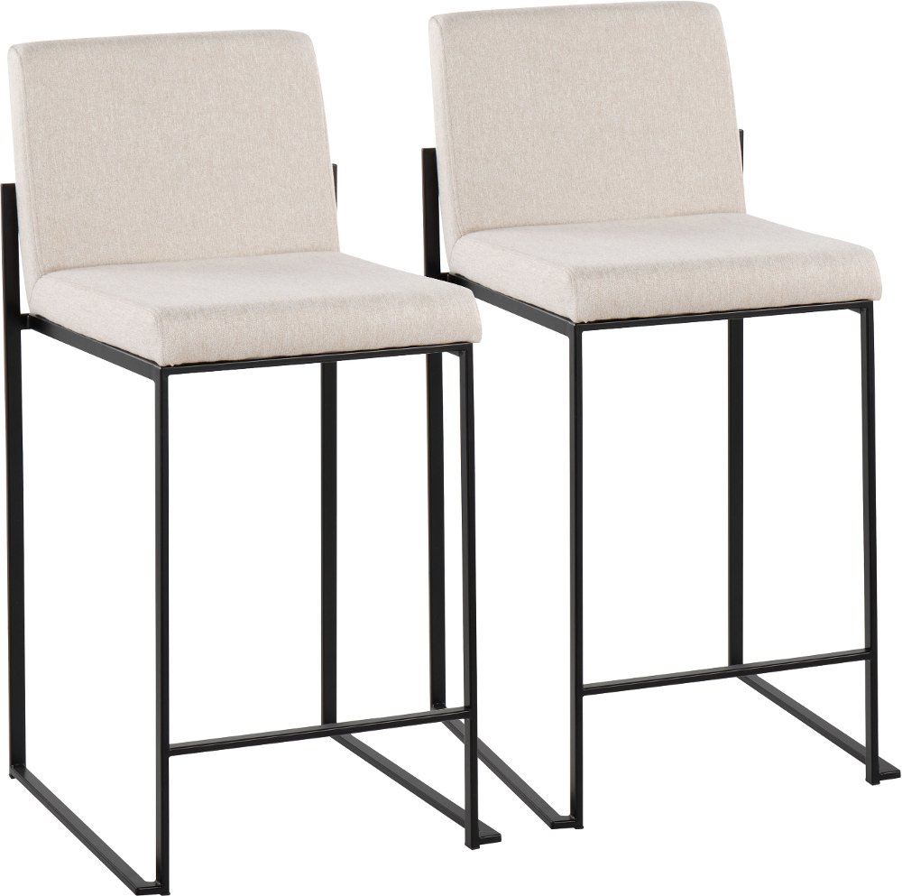 Fuji Black and Beige Counter Height Stool Set of 2