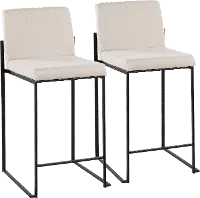 B26-FUJIHB BKFBG2 Fuji Black and Beige Counter Height Stool, Set of 2