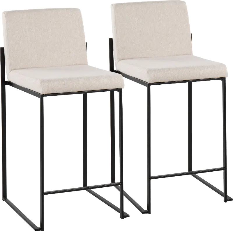 Fuji Black and Beige Counter Height Stool, Set of 2