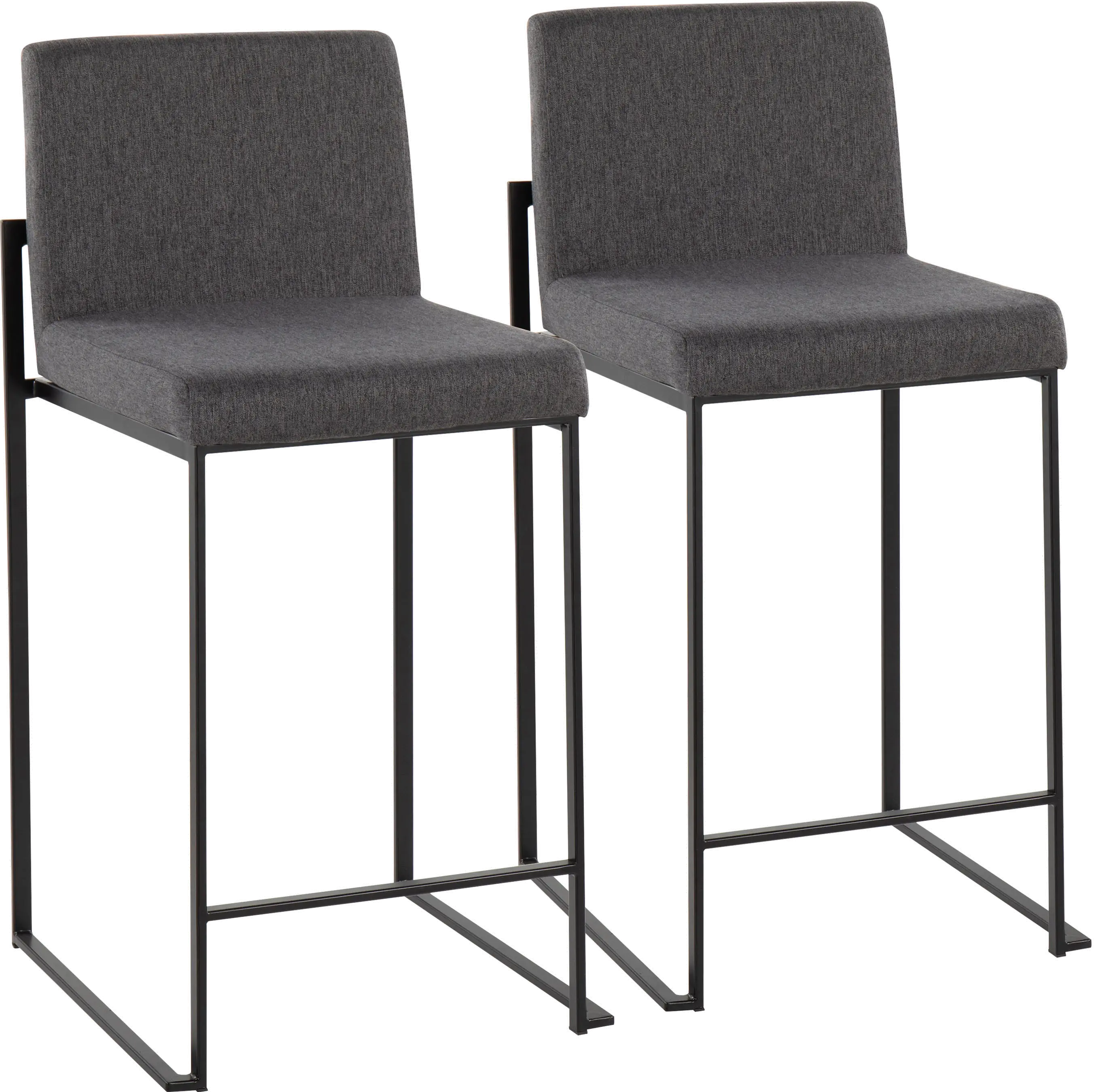 B26-FUJIHB BKFCHAR2 Fuji Black and Charcoal Counter Height Stool, Set of 2-1
