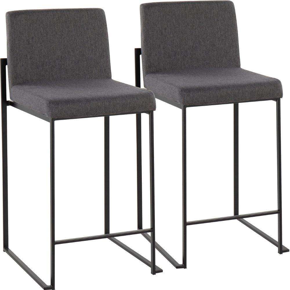 Fuji Black and Charcoal Counter Height Stool Set of 2