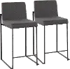 B26-FUJIHB BKFCHAR2 Fuji Black and Charcoal Counter Height Stool, Set of 2