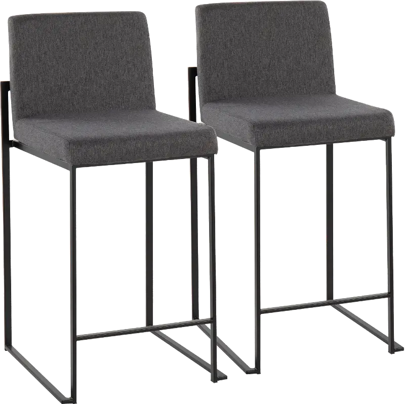 Fuji Black and Charcoal Counter Height Stool, Set of 2