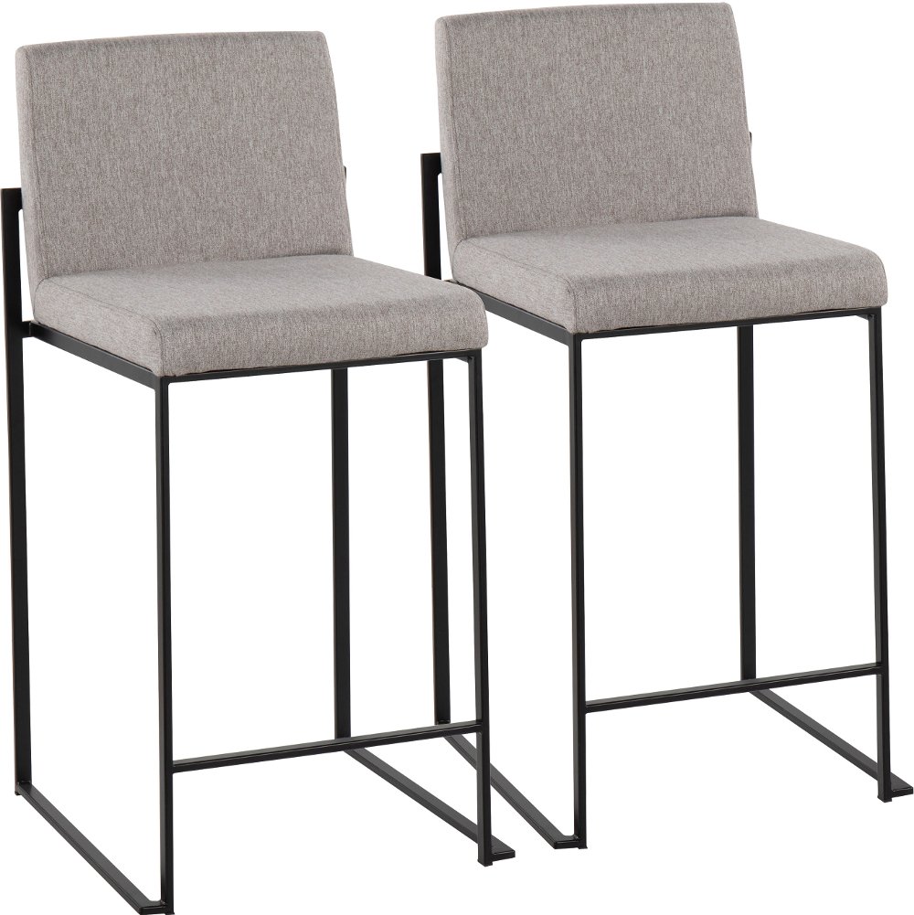 Fuji Black and Light Gray Counter Height Stool Set of 2