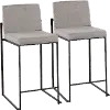 B26-FUJIHB BKFGY2 Fuji Black and Light Gray Counter Height Stool, Set of 2