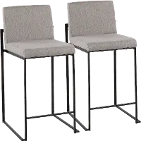 B26-FUJIHB BKFGY2 Fuji Black and Light Gray Counter Height Stool, Set of 2