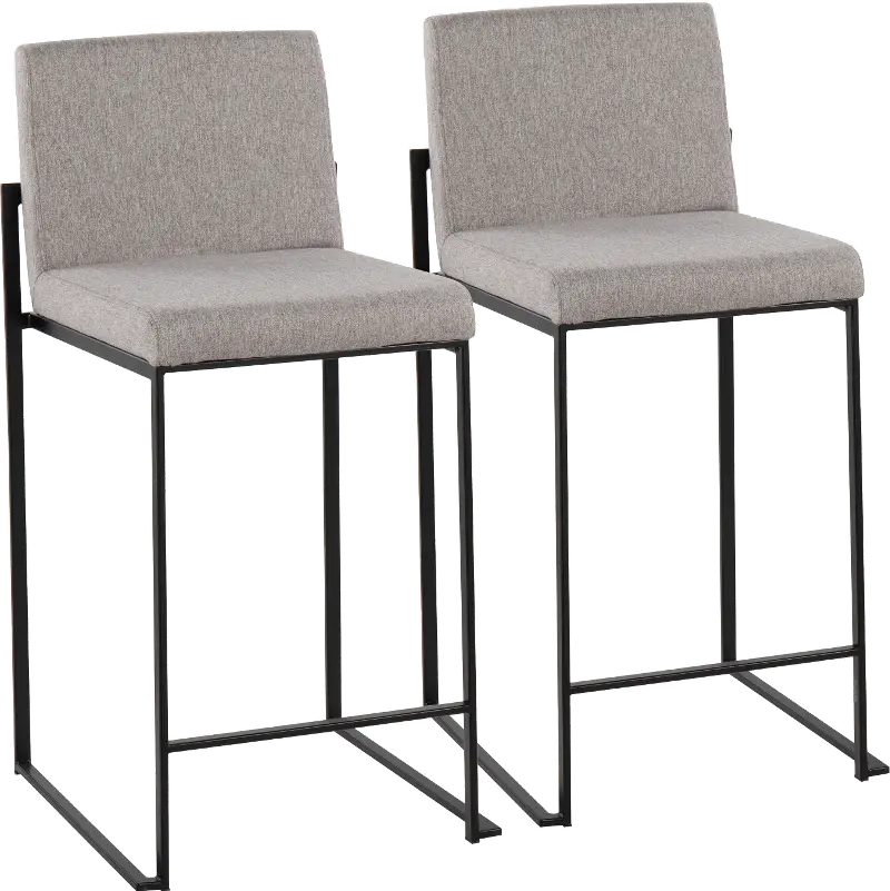 Fuji Black and Light Gray Counter Height Stool, Set of 2