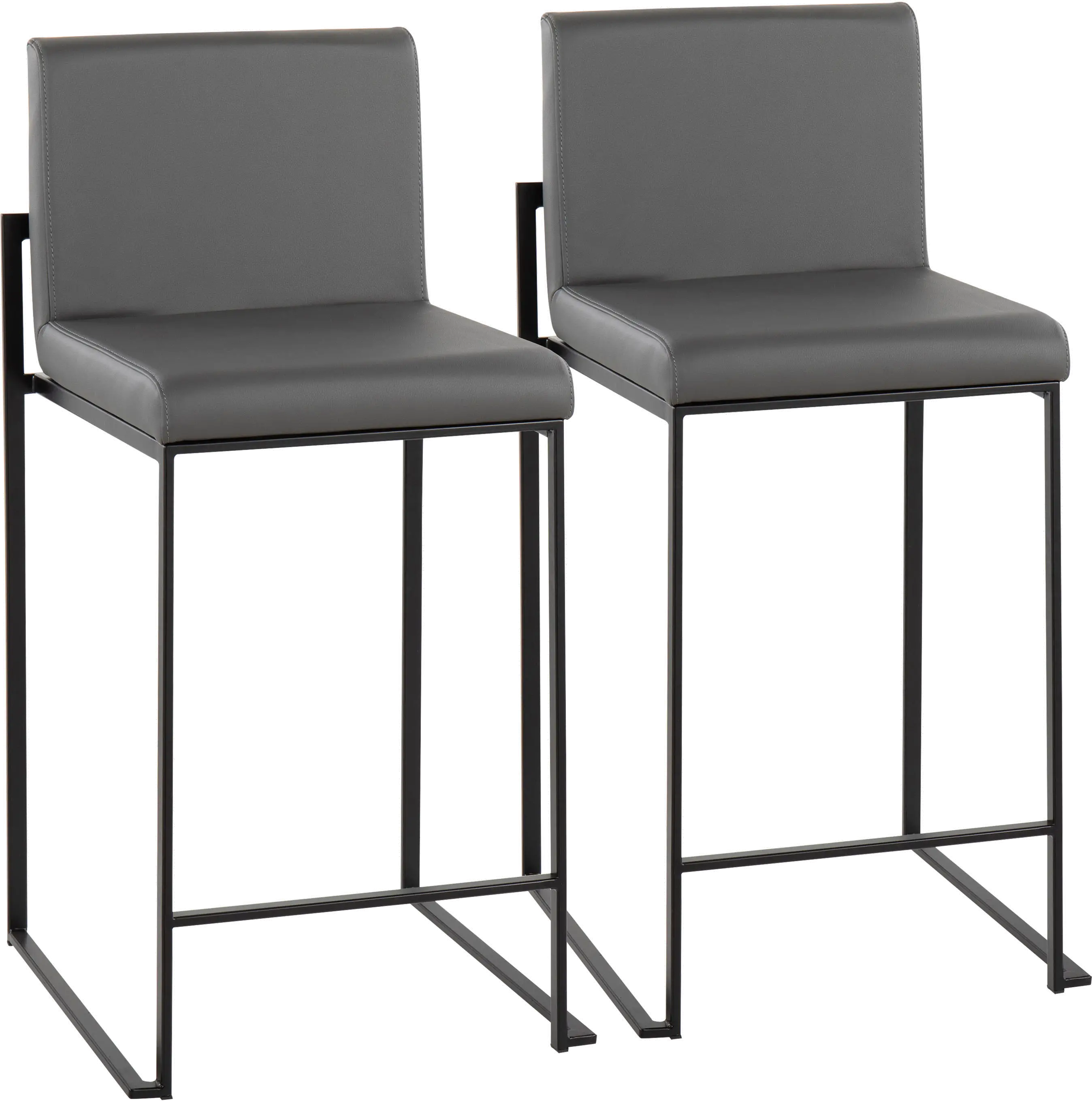 B26-FUJIHB BKGY2 Fuji Black and Gray Counter Height Stool, Set of 2-1