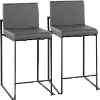 B26-FUJIHB BKGY2 Fuji Black and Gray Counter Height Stool, Set of 2