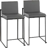 B26-FUJIHB BKGY2 Fuji Black and Gray Counter Height Stool, Set of 2