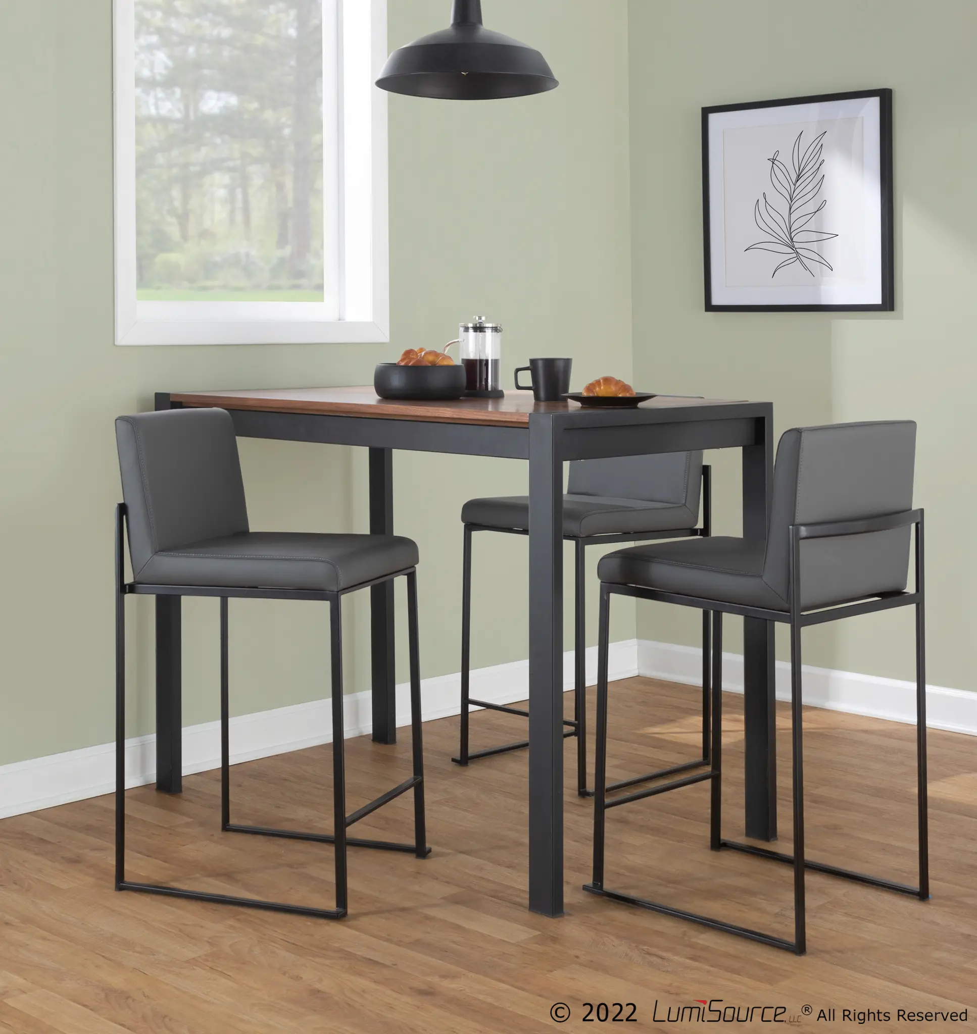 B26-FUJIHB BKGY2 Fuji Black and Gray Counter Height Stool, Set of 2-2