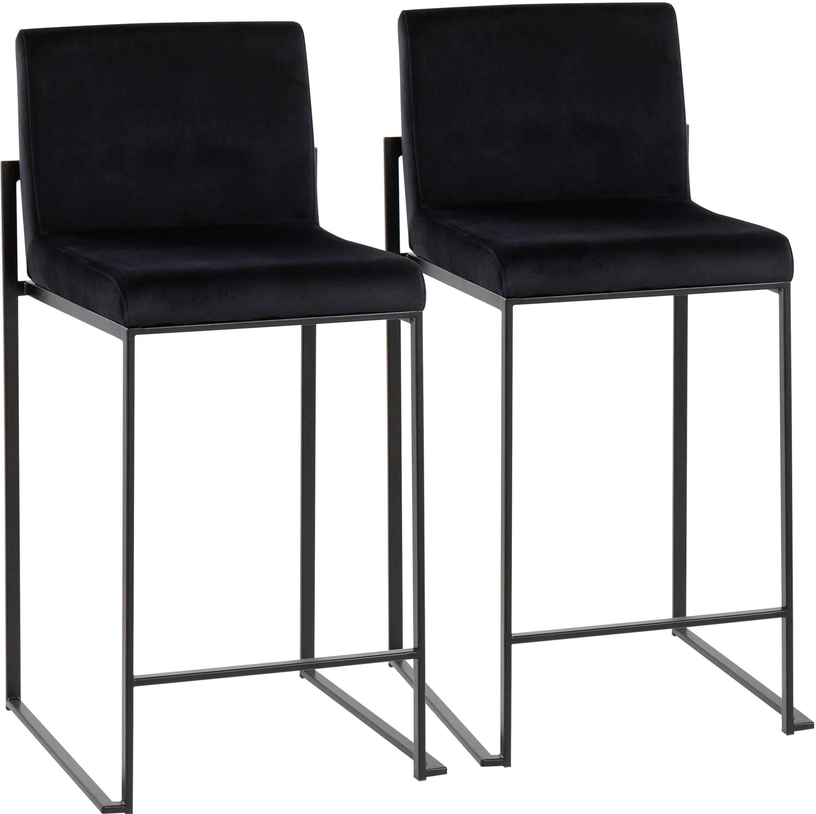 B26-FUJIHB BKVBK2 Fuji Black Velvet Counter Height Stool, Set of 2-1