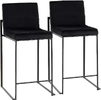 B26-FUJIHB BKVBK2 Fuji Black Velvet Counter Height Stool, Set of 2