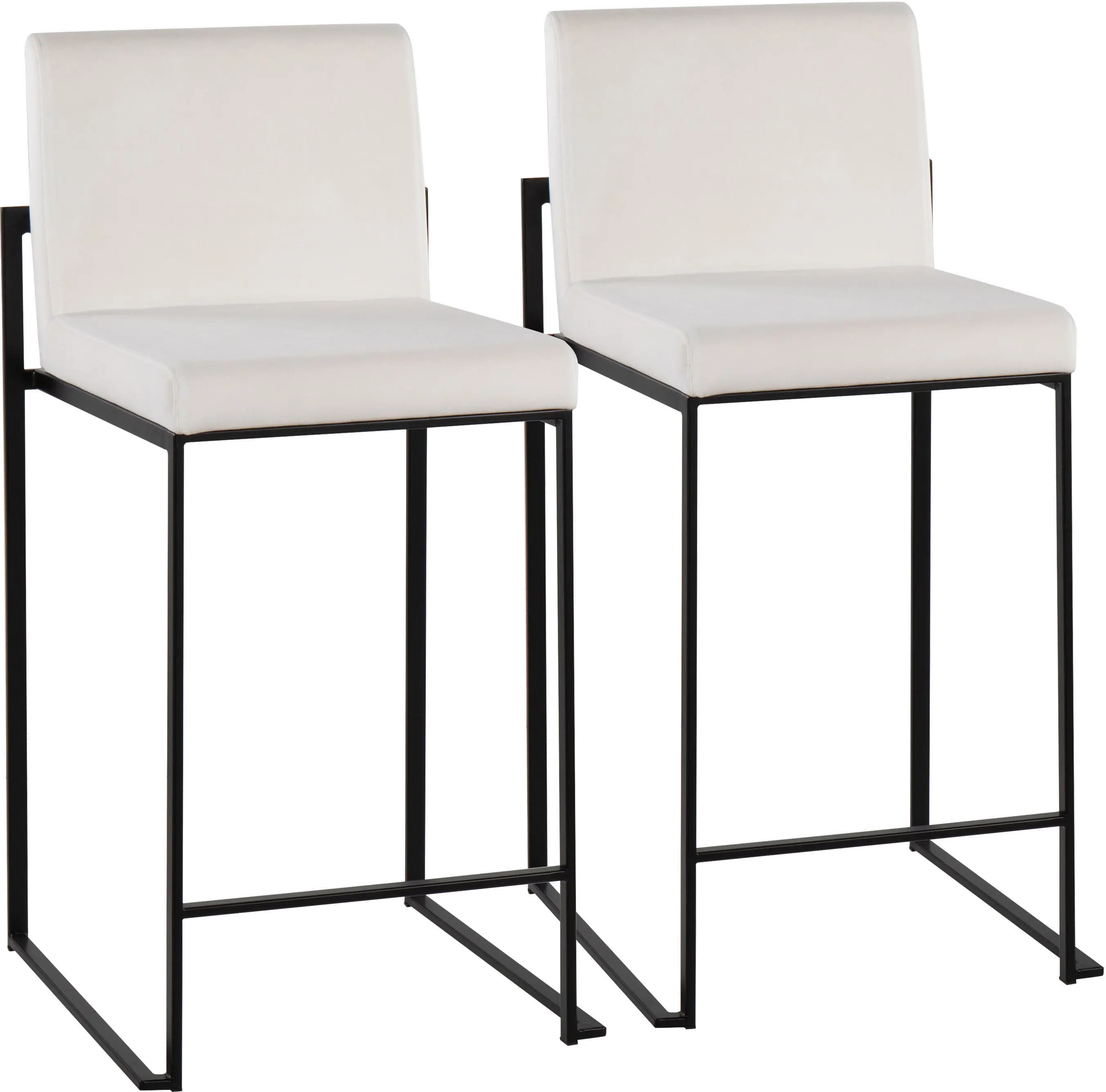 B26-FUJIHB BKVW2 Fuji Black and White Velvet Height Stool, Set of 2-1