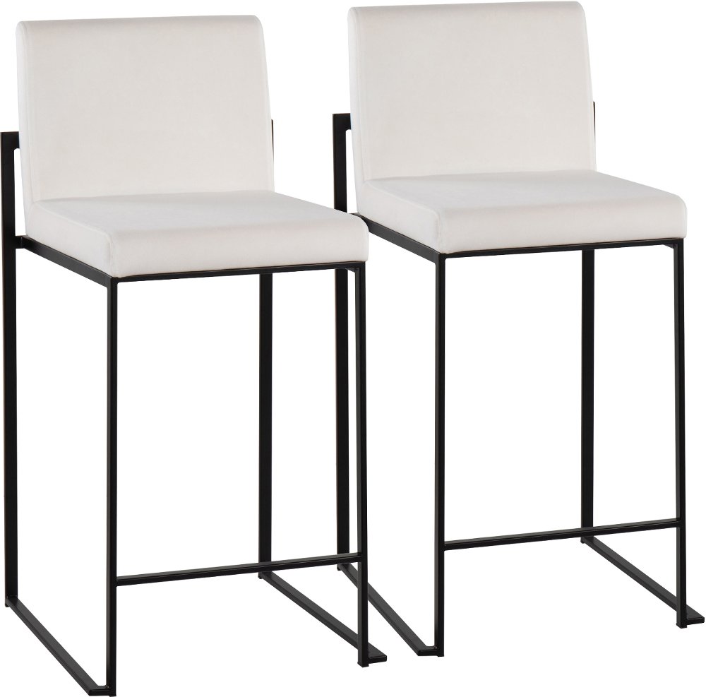 Fuji Black and White Velvet Height Stool Set of 2