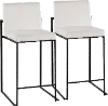B26-FUJIHB BKVW2 Fuji Black and White Velvet Height Stool, Set of 2