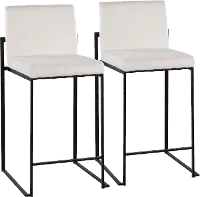 B26-FUJIHB BKVW2 Fuji Black and White Velvet Height Stool, Set of 2