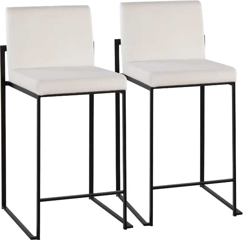Fuji Black and White Velvet Height Stool, Set of 2