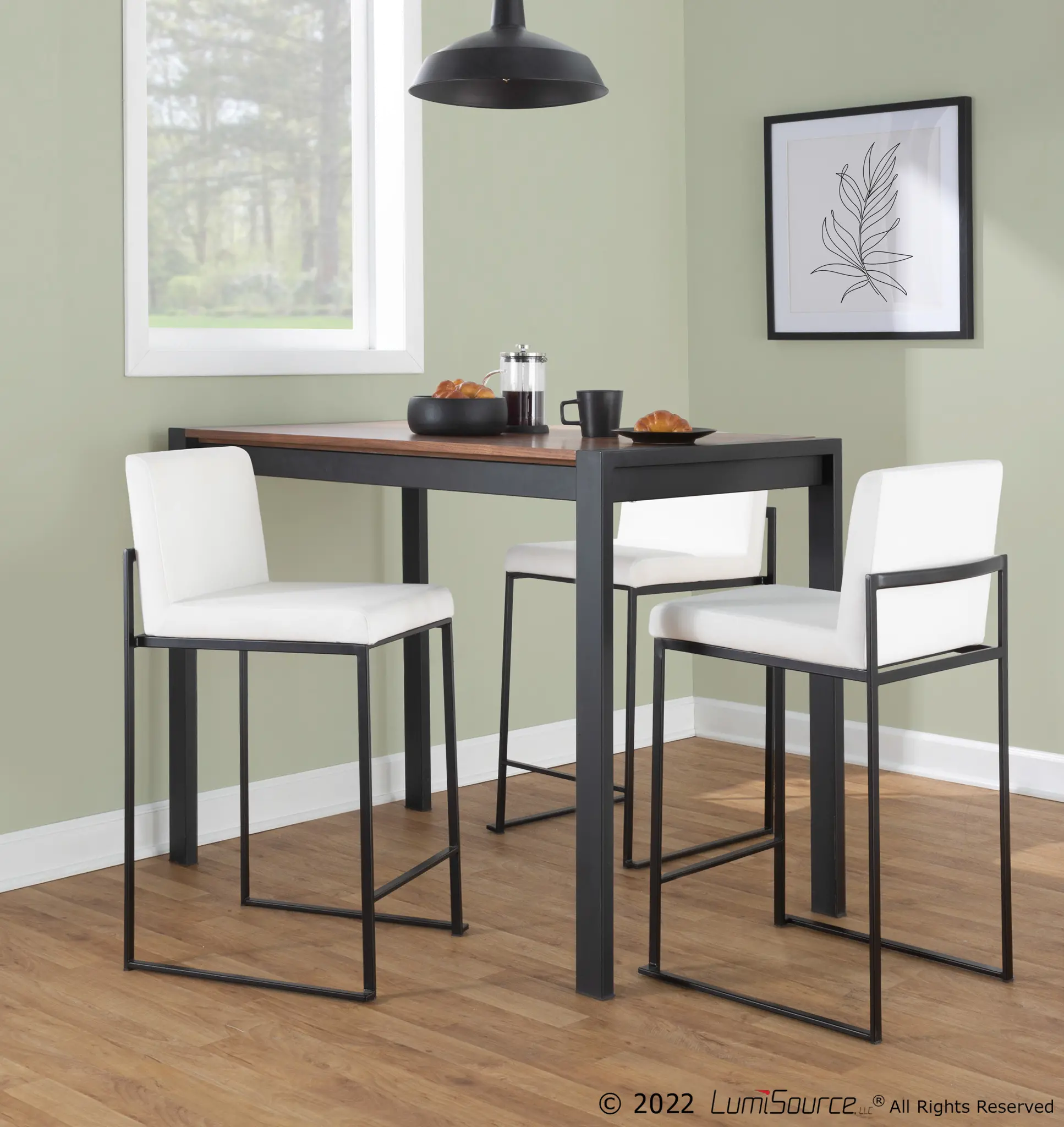 B26-FUJIHB BKVW2 Fuji Black and White Velvet Height Stool, Set of 2-2