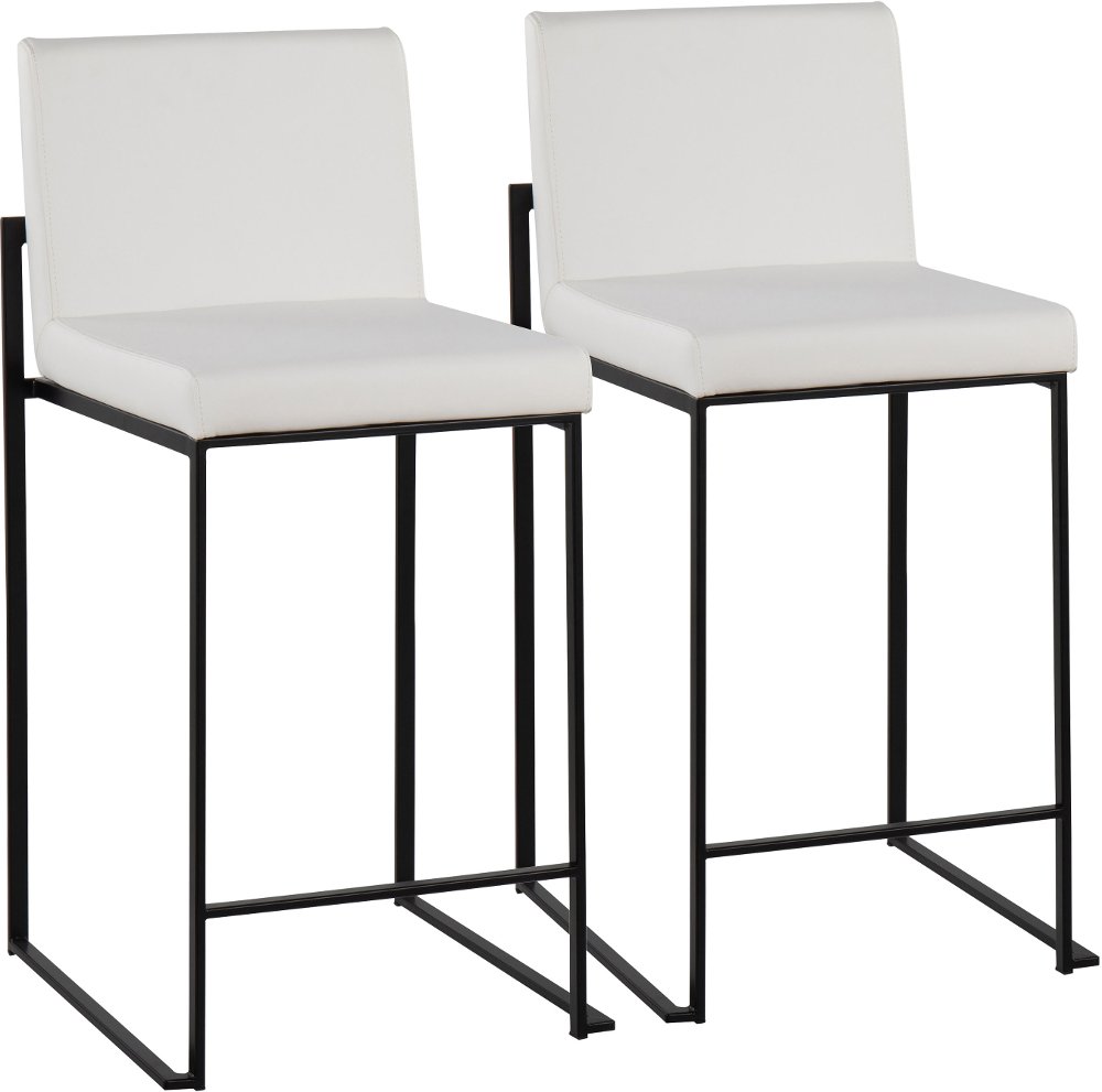Fuji Black and White Counter Height Stool Set of 2
