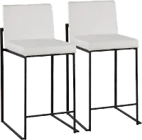 B26-FUJIHB BKW2 Fuji Black and White Counter Height Stool, Set of 2