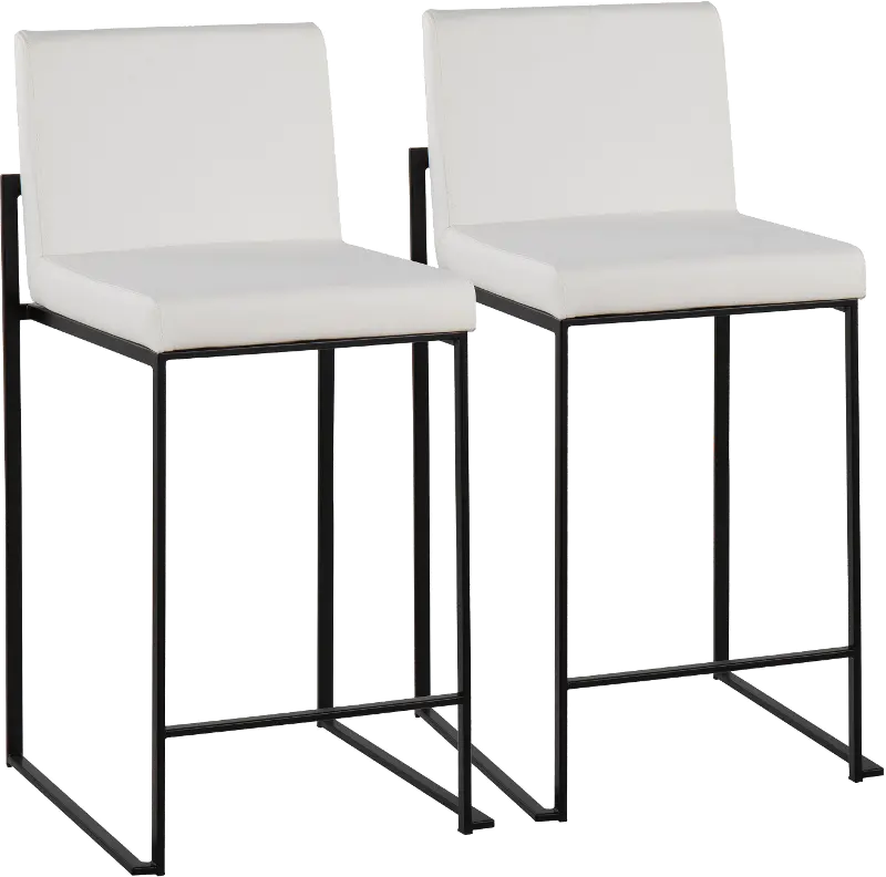 Fuji Black and White Counter Height Stool, Set of 2