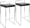 BS-FUJI BK2 Fuji Low Back Stainless & Black Faux Leather Barstools, Set of 2