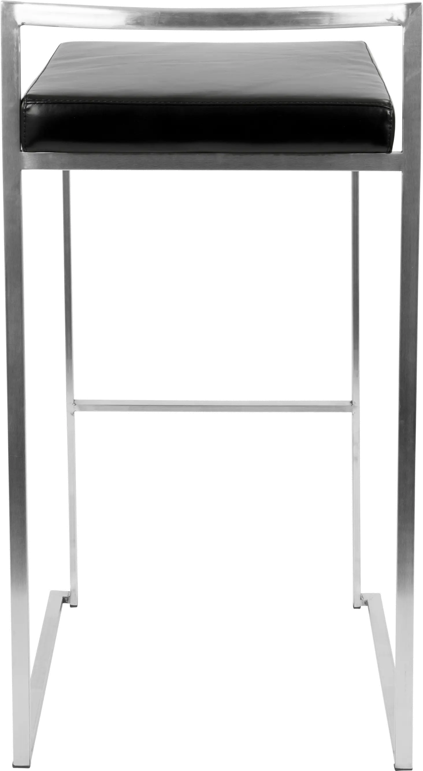 BS-FUJI BK2 Fuji Low Back Stainless & Black Faux Leather Barstools, Set of 2-5