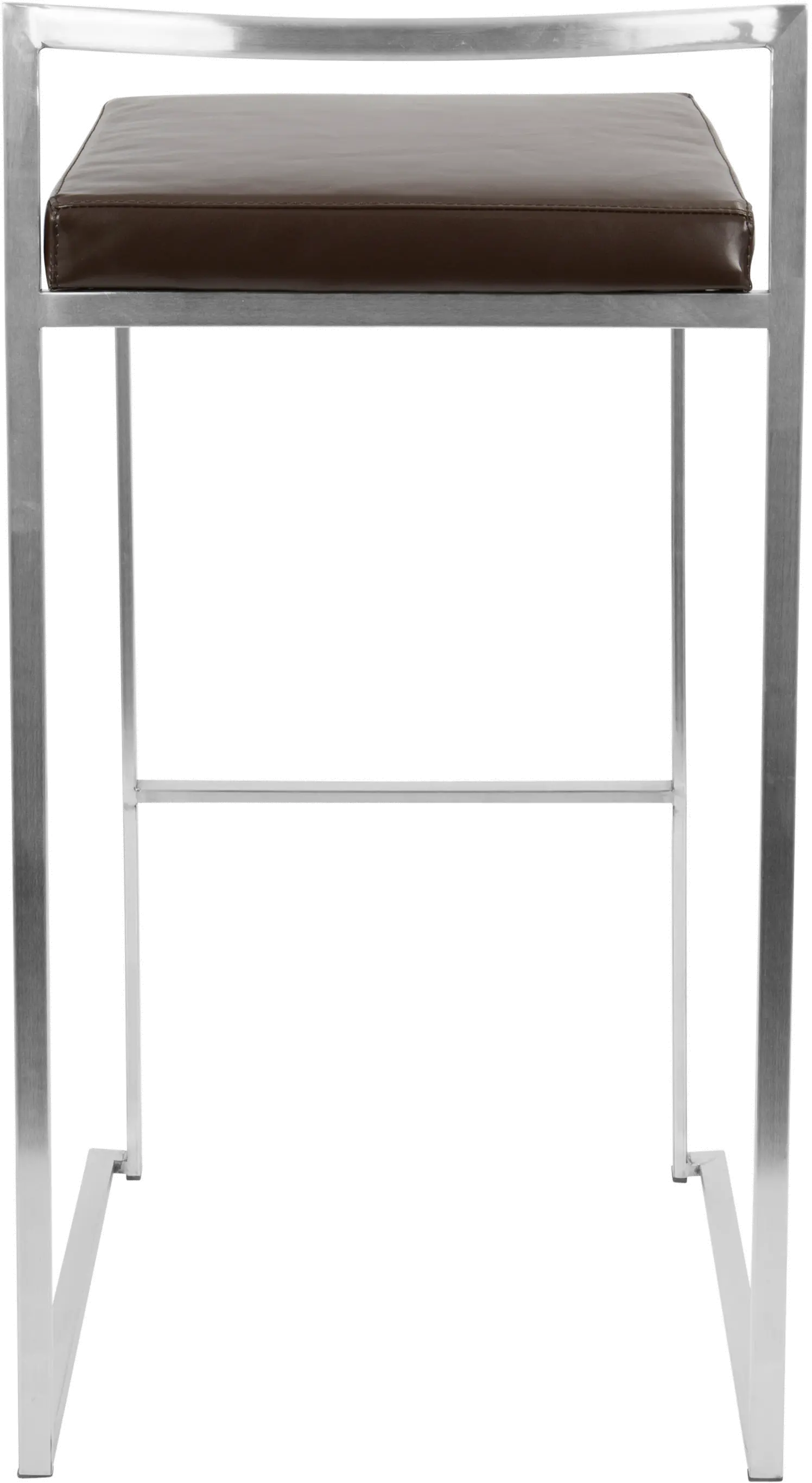 BS-FUJI BN2 Fuji Low Back Stainless & Brown Faux Leather Barstools, Set of 2-5