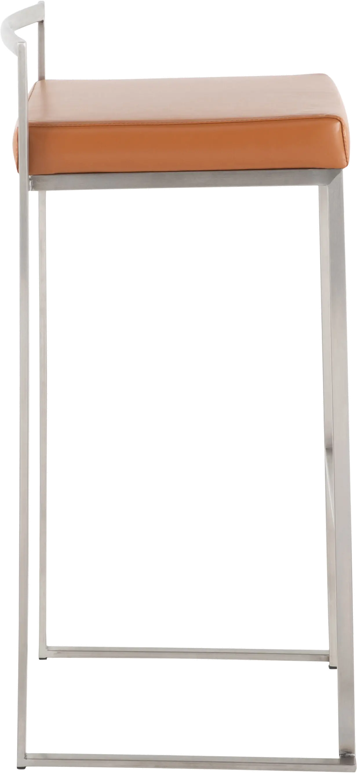 B30-FUJI CAM2 Fuji Low Back Stainless & Camel Faux Leather Barstools, Set of 2-2