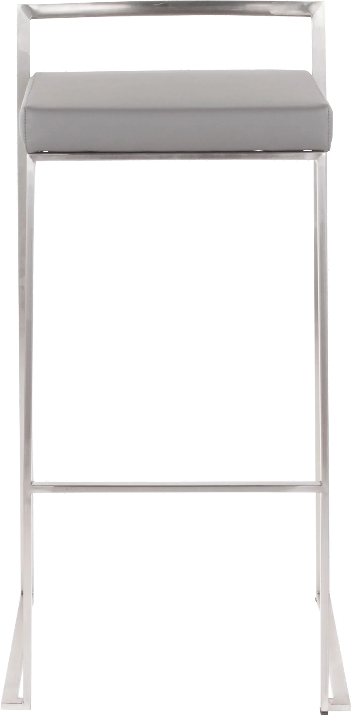 B30-FUJI GY2 Fuji Low Back Stainless & Gray Faux Leather Barstools, Set of 2-3