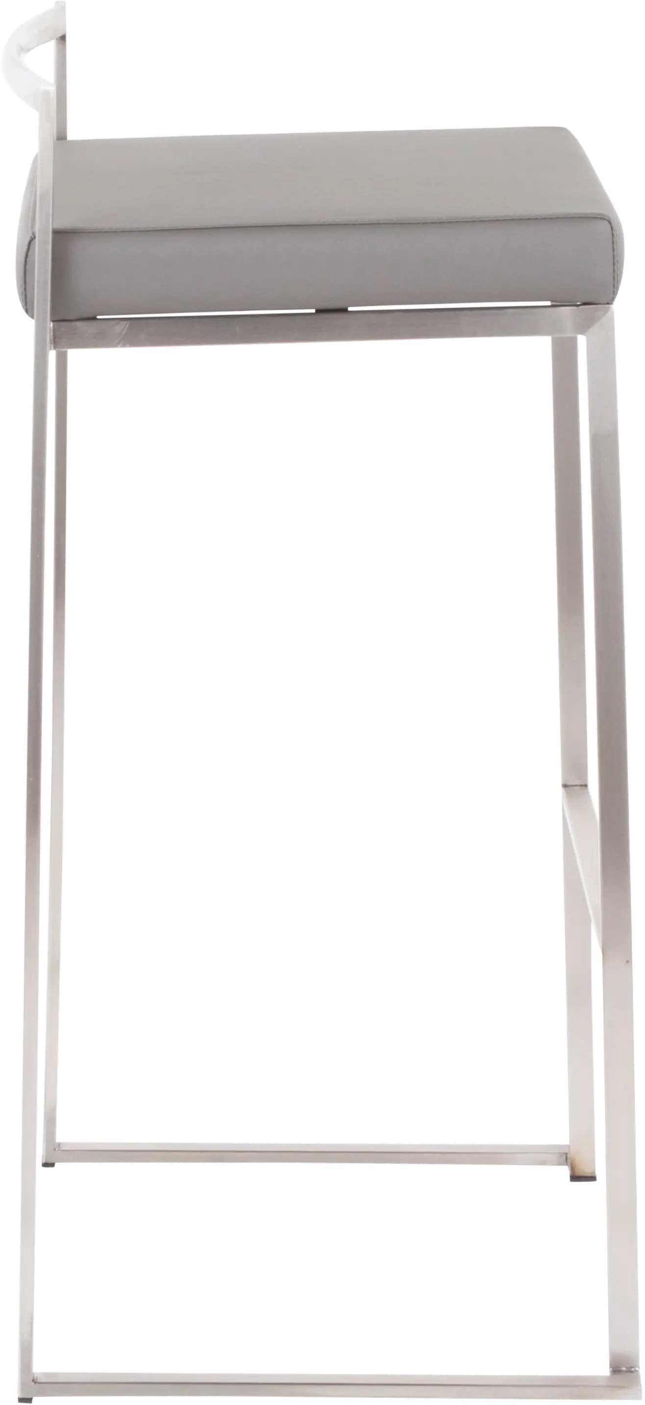 B30-FUJI GY2 Fuji Low Back Stainless & Gray Faux Leather Barstools, Set of 2-4