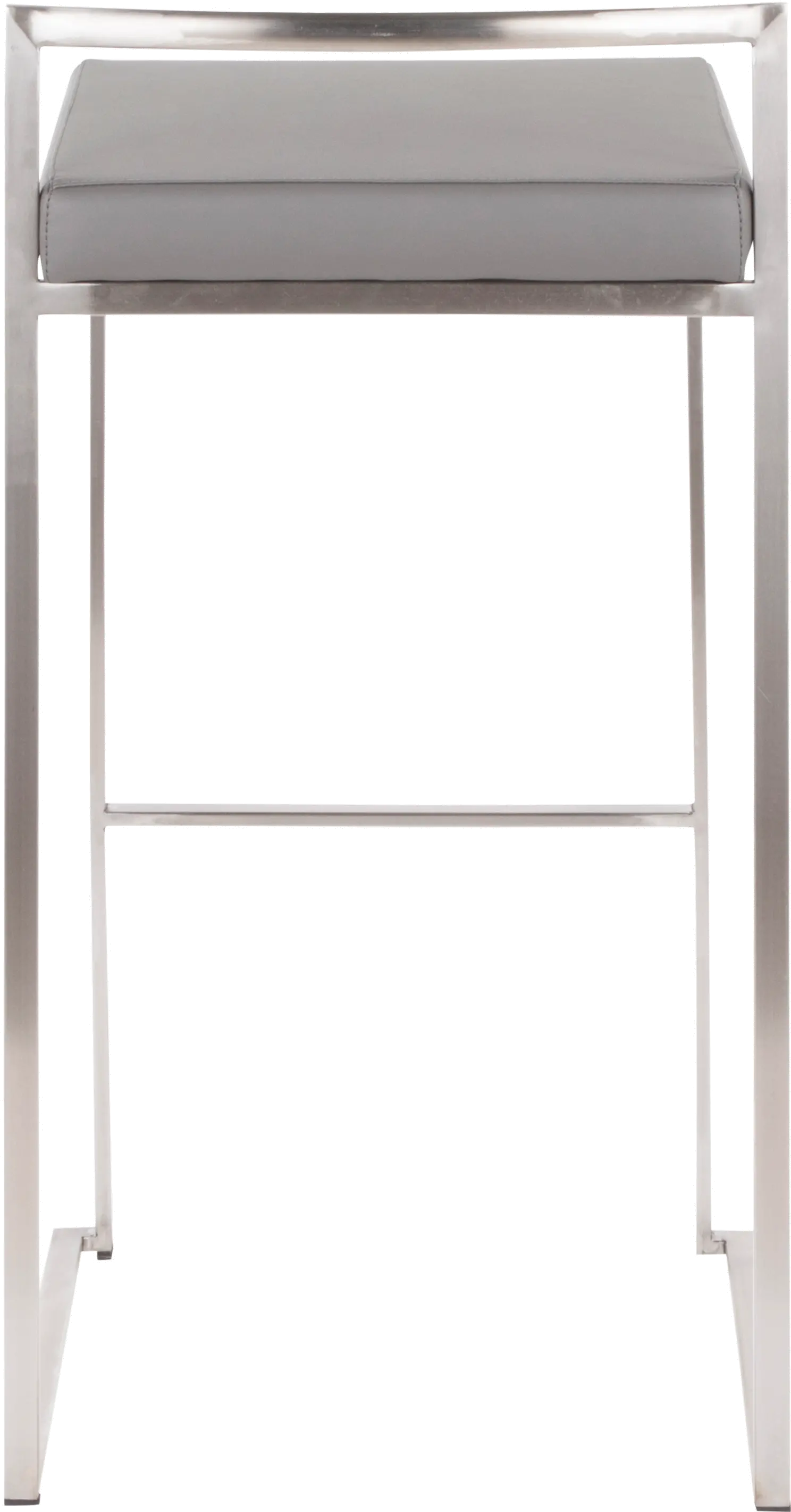 B30-FUJI GY2 Fuji Low Back Stainless & Gray Faux Leather Barstools, Set of 2-5