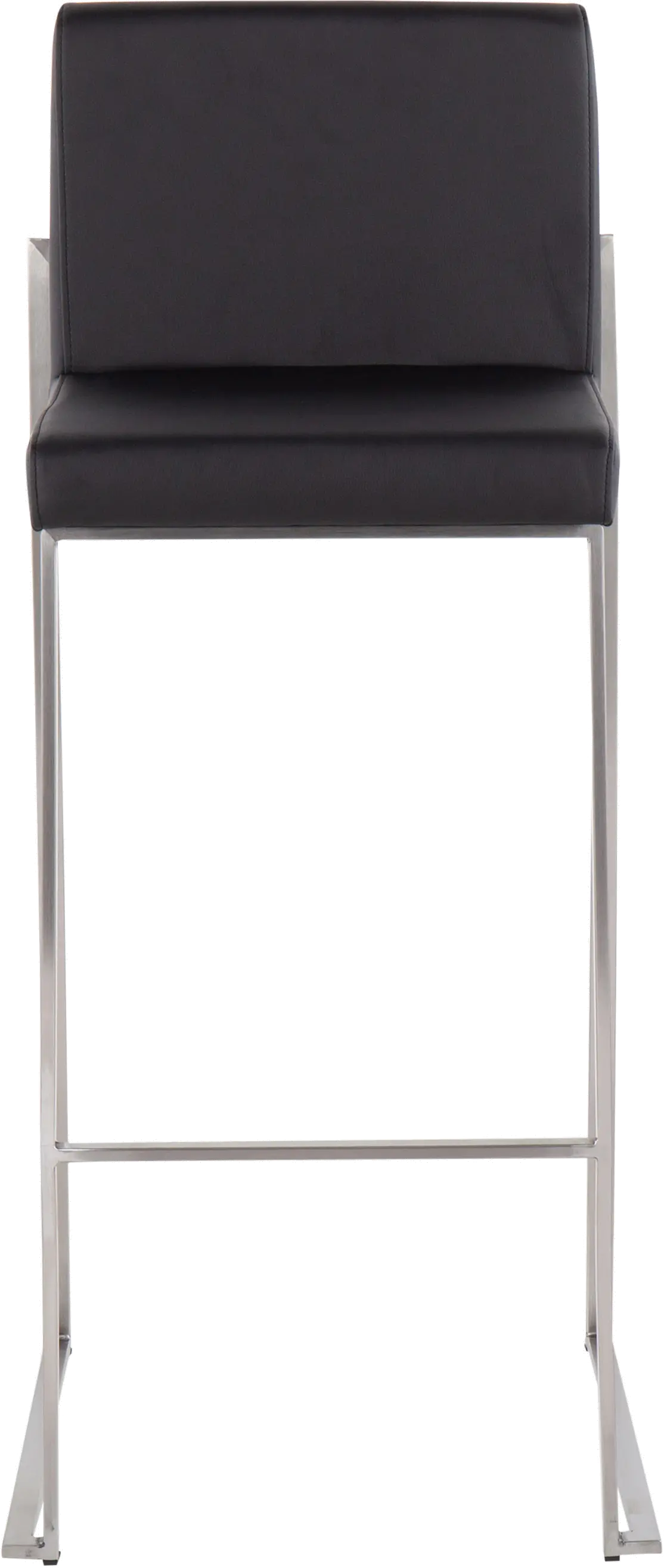 B30-FUJIHB SSBK2 Fuji High Back Stainless & Black Faux Leather Barstools, Set of 2-3