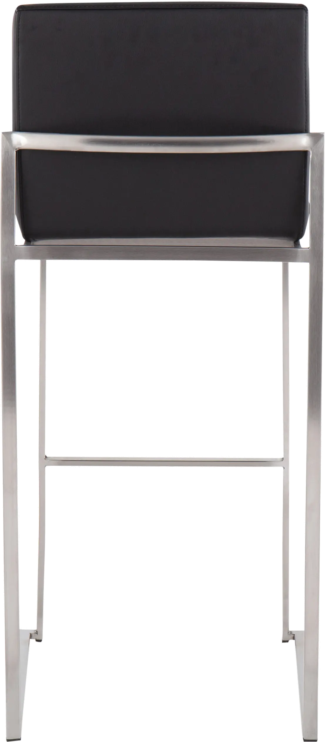 B30-FUJIHB SSBK2 Fuji High Back Stainless & Black Faux Leather Barstools, Set of 2-5