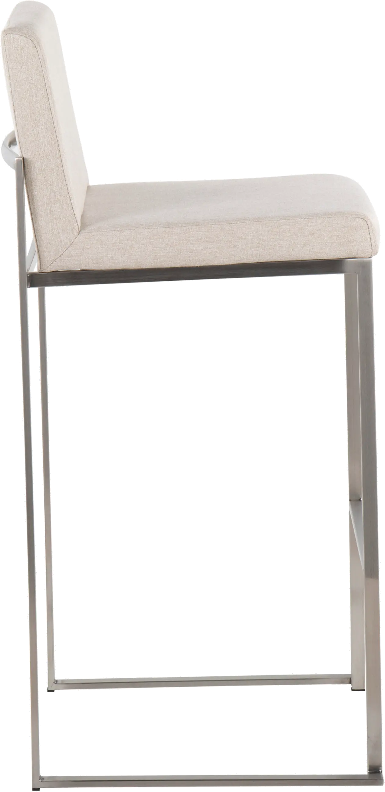 B30-FUJIHB SSFBG2 Fuji High Back Stainless & Beige Barstools, Set of 2-4