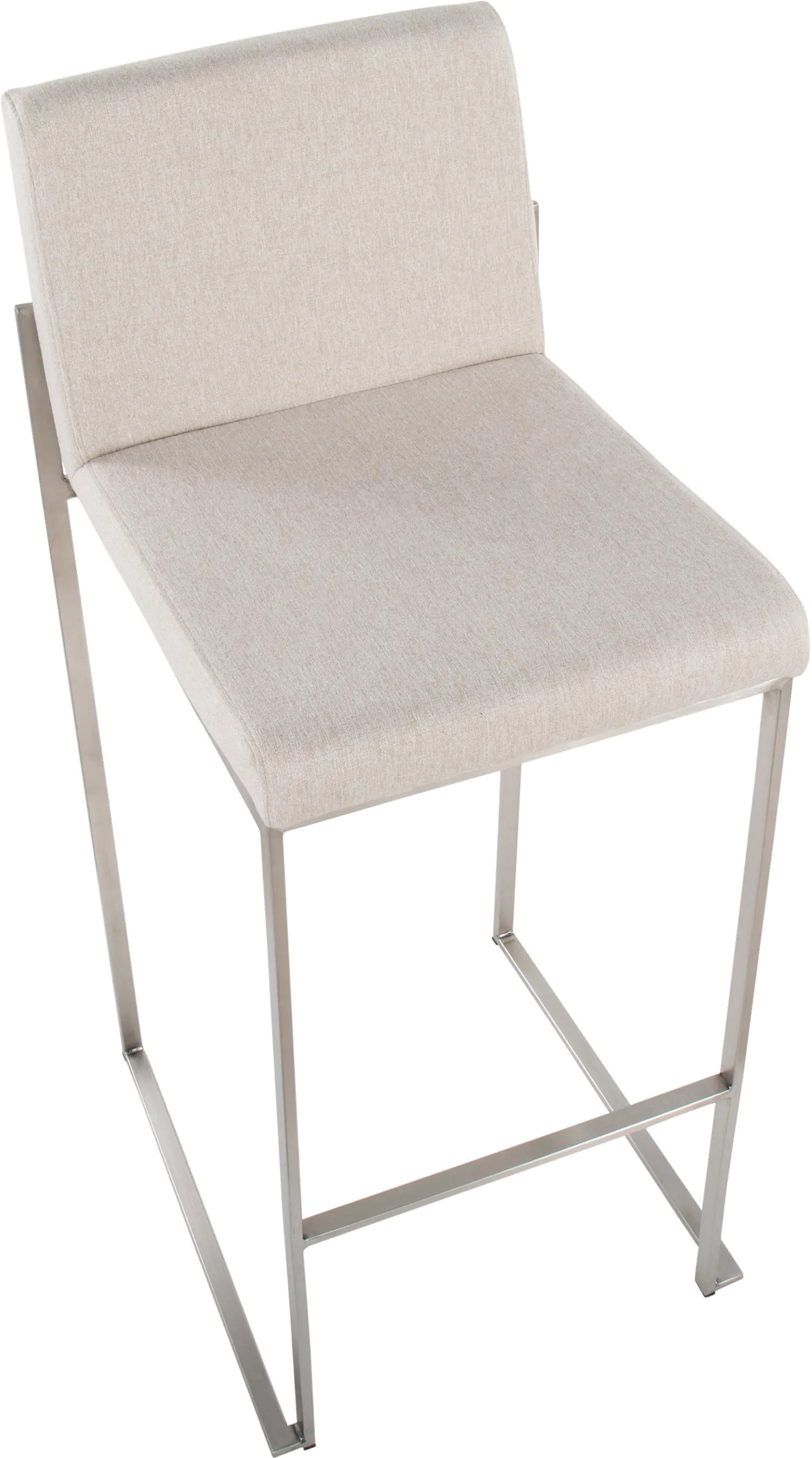 B30-FUJIHB SSFBG2 Fuji High Back Stainless & Beige Barstools, Set of 2-6