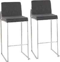 B30-FUJIHB SSFCHAR2 Fuji High Back Stainless & Charcoal Barstools, Set of 2