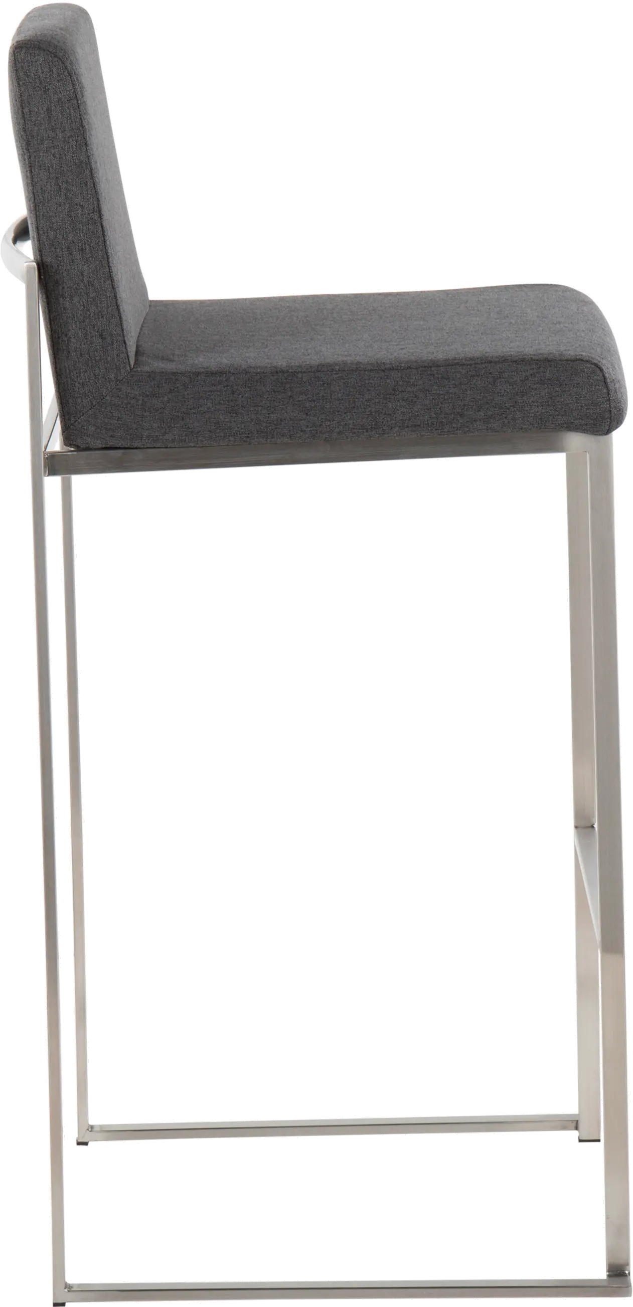 B30-FUJIHB SSFCHAR2 Fuji High Back Stainless & Charcoal Barstools, Set of 2-4
