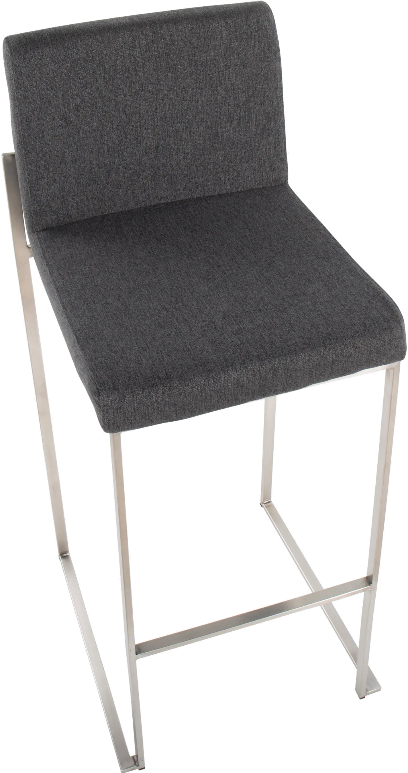 B30-FUJIHB SSFCHAR2 Fuji High Back Stainless & Charcoal Barstools, Set of 2-6