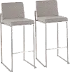 B30-FUJIHB SSFGY2 Fuji High Back Stainless & Light Gray Barstools, Set of 2