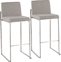 B30-FUJIHB SSFGY2 Fuji High Back Stainless & Light Gray Barstools, Set of 2